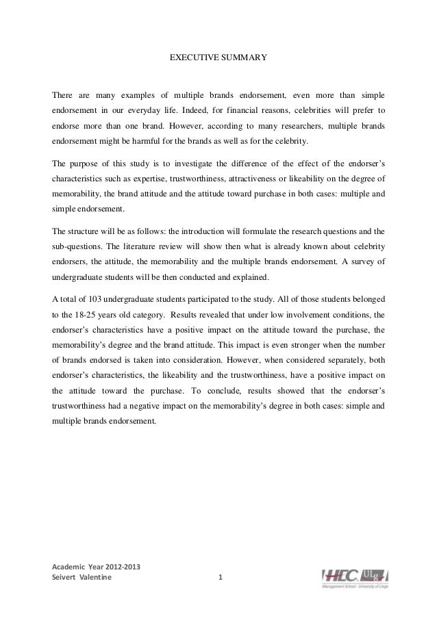 Masters thesis executive summary
