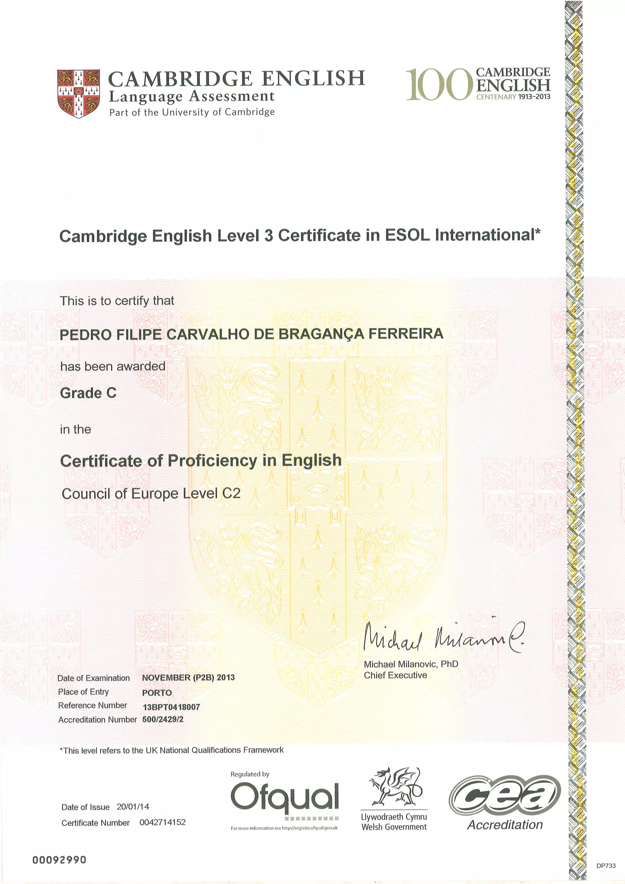 cambridge certificate of proficiency in english cpe