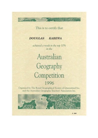 Aus Geography Top 10% Certificate