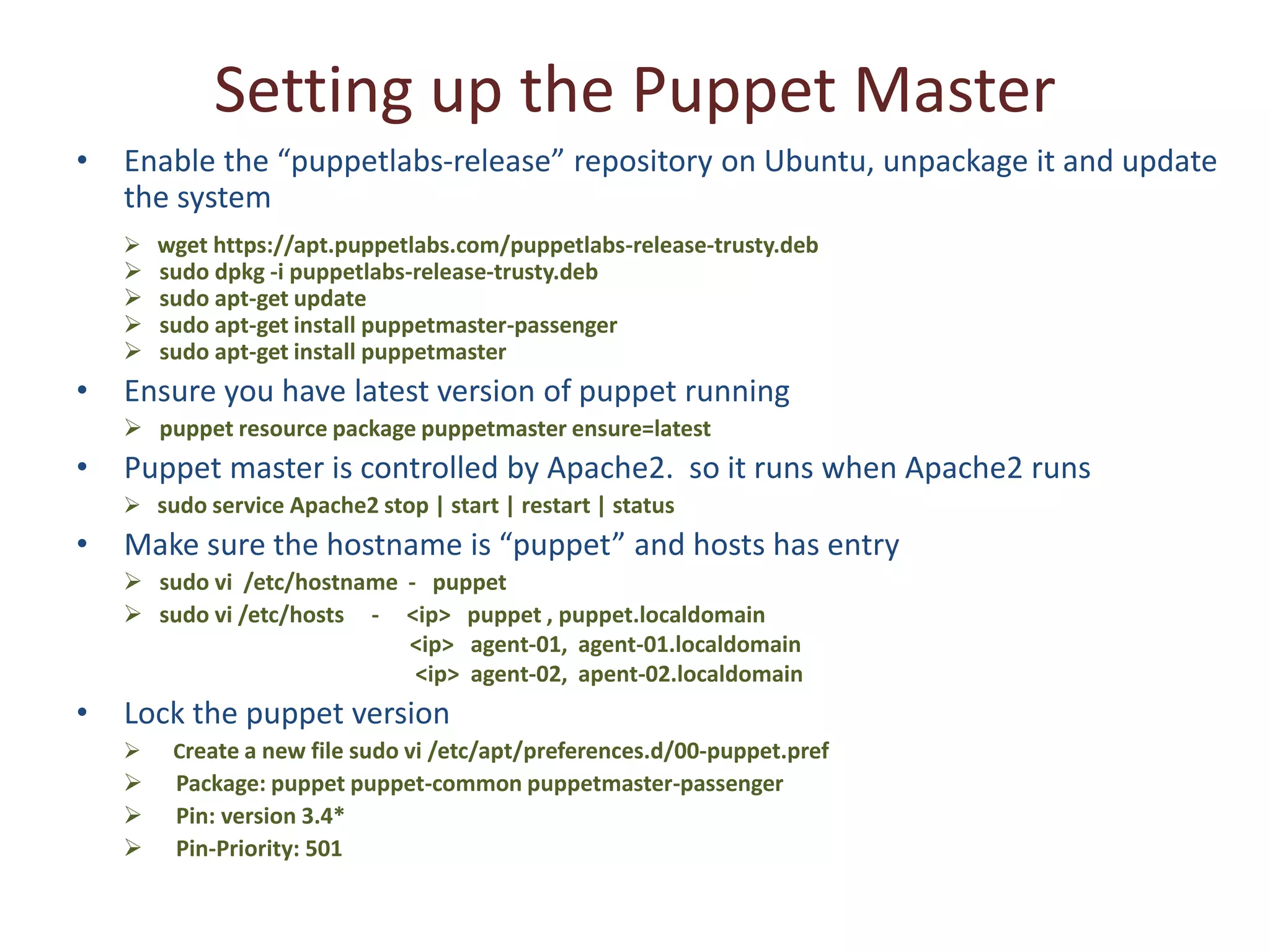 Installaling Puppet Master and Agent PPT