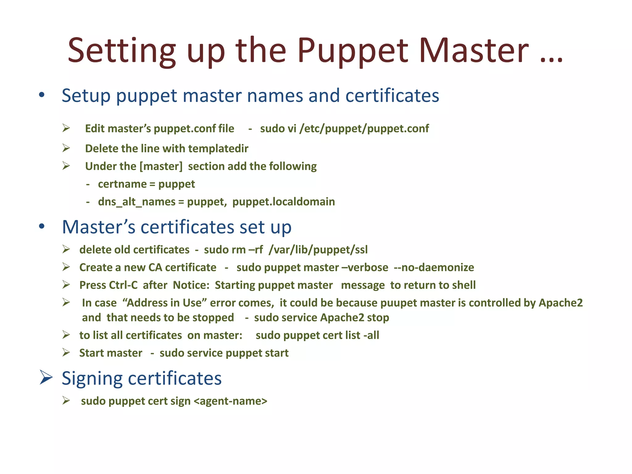 Installaling Puppet Master and Agent PPT