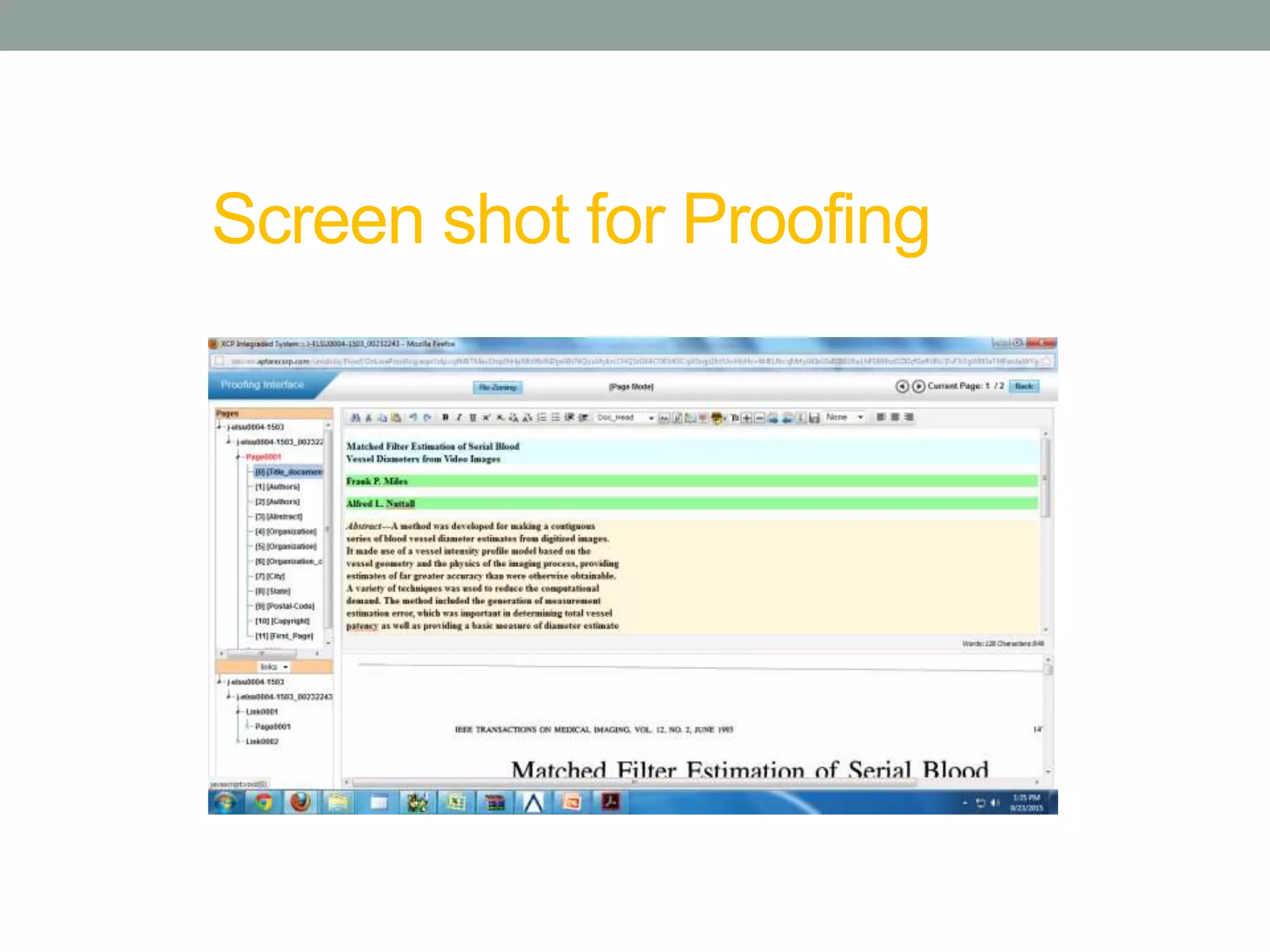 Screen shot for Proofing
 