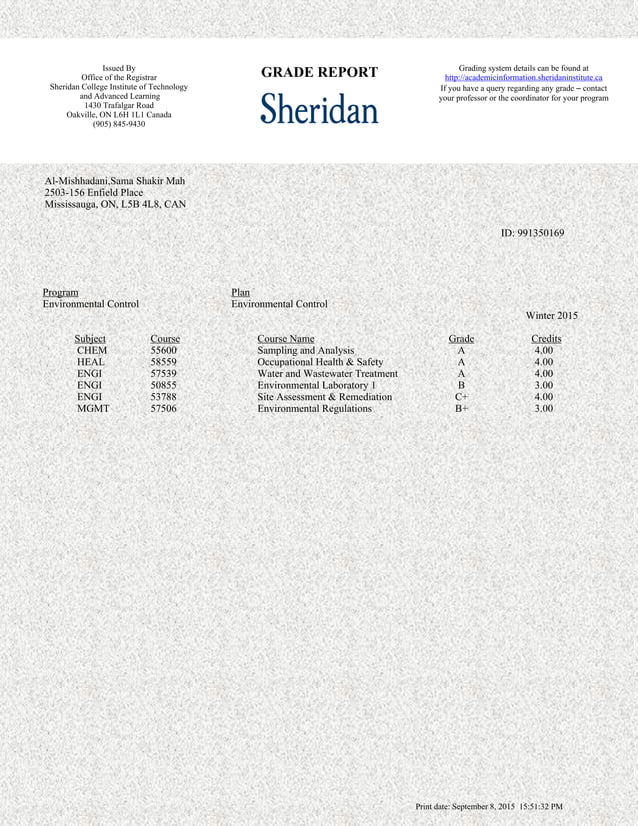 Grade report 1 | PDF