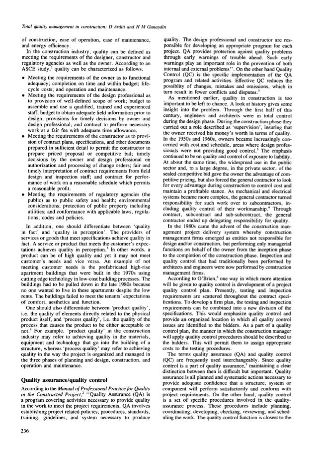 Total Quality Management - Words | Research Paper Example