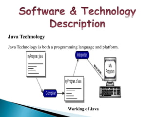 Java Technology
Java Technology is both a programming language and platform.
Working of Java
 