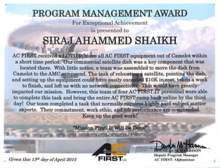 PMO AWARD FROM ACFIRST