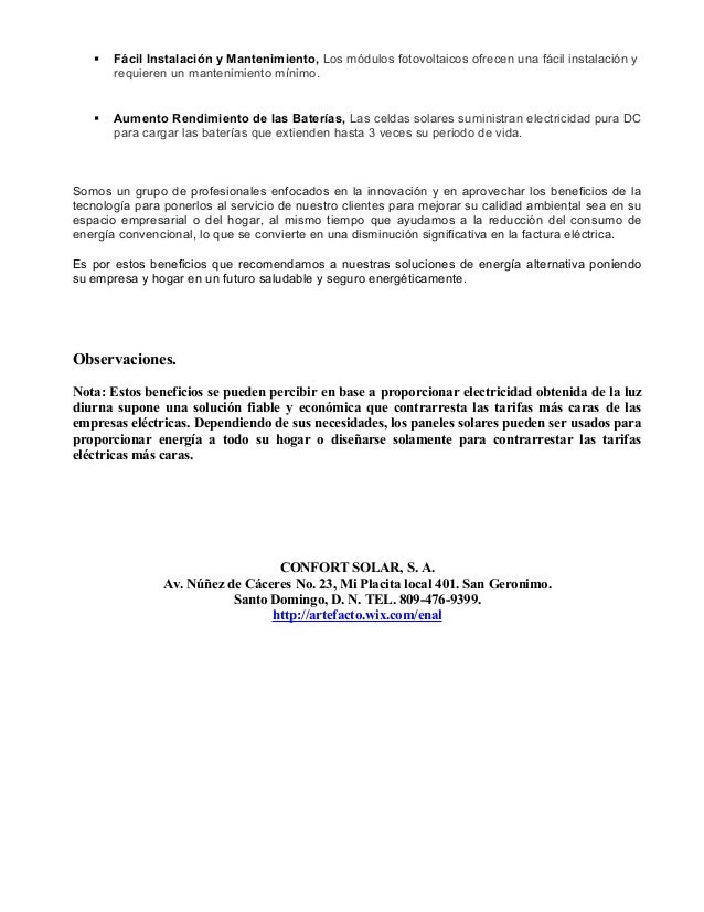 Carta de Presentacion, Propuesta Renovable