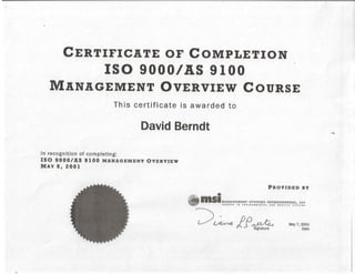 ISO 9000 Auditor Certificate 2001 