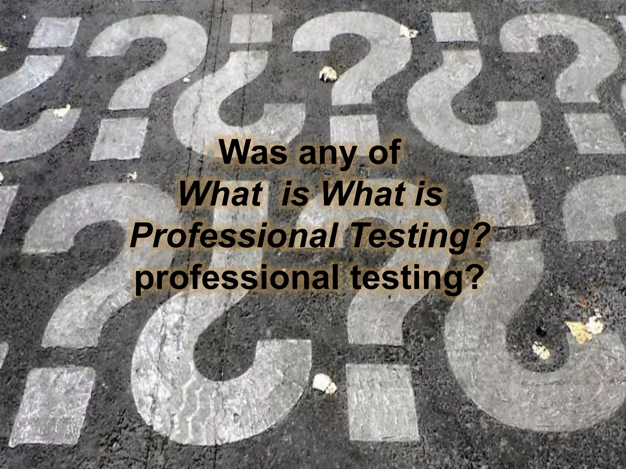 •Was any of
What is What is
Professional Testing?
professional testing?
 