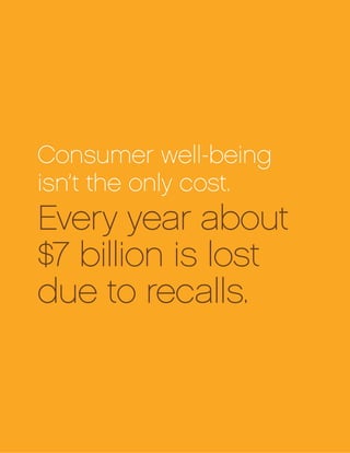 Consumer well-being
isn’t the only cost.
Every year about
$7 billion is lost
due to recalls.
 