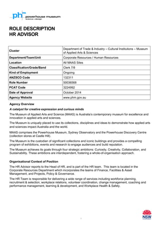 Hr Advisor - Role Description