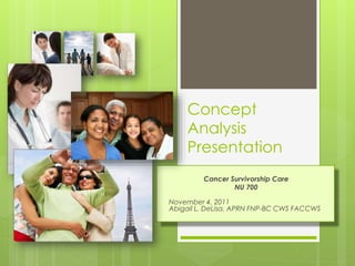 Cancer Survivorship Care
NU 700
November 4, 2011
Abigail L. DeLisa, APRN FNP-BC CWS FACCWS
Concept
Analysis
Presentation
 