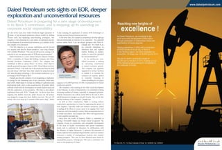 OOCEP in the driving seat of 
unconventional gas development 
Oman Oil Company Exploration  Production (OOCEP) 
is beginning tight gas production from Block 60, growing 
Oman’s gas supply and developing its specialist know-how 
In 2010, with the global economy mired in financial crisis, one 
of Oman’s newest energy companies made a bold decision. 
Although Oman Oil Company Exploration  Production 
(OOCEP) had only been incorporated the previous year, OOCEP 
seized the chance that presented itself when BG pulled out of 
exploration in Block 60. “When OOCEP was established, we 
thought that we would be an operator within three years, but 
in fact we were operating in the very first year,” Chief Executive 
Officer Salim Al Sibani says. “Block 60 was the perfect opportunity 
for us, so we took the challenge of operating the asset and went 
from infancy to maturity almost overnight.” 
Four years of development later, OOCEP and the Omani 
economy are now poised to reap the benefits of that decision. 
After over $1 billion of investment, commercial production from 
the Abu Tubul tight gas field in Block 60 is due to come onstream 
in the third quarter of this year, exported to the grid from a gas 
processing plant via a dedicated 85 kilometre pipeline. “The 
development of an unconventional field is complex, involving a 
lot of specialized know-how and drilling services,” Al Sibani says. 
“Our work on Block 60 has now positioned us to partner with 
BP and deploy the same know-how on a much larger scale at the 
Khazzan-Makarem field in Block 61.” 
OOCEP is the upstream subsidiary of Oman Oil. The company 
participates in a range of non-operated assets in Oman, including 
Mukhaizna, Karim, Rima and Block 61, as well as in two assets 
in Kazakhstan. However, in its core operated assets, it is focused 
on unconventional hydrocarbon resources that are of strategic 
importance to Oman as the Sultanate aims to meet rising demand 
for energy and diversify its sources of production. “For OOCEP, 
operating Block 60 instead of just observing from a distance gives 
us invaluable experience,” Al Sibani says. “We want to continue 
to grow Oman’s gas supply so 
that we can fuel demand from 
industry and the rest of the 
economy.” 
As production from Block 
60 gets underway, OOCEP is 
already implementing ambi-tious 
plans for further explo-ration 
and production. Later 
this year, the company will be 
drilling an exploratory well 
in the northern part of Block 
60, where it believes the po-tential 
gas reserves may be 
even greater than in the area 
of its current operations. It will also be drilling in the vast and 
unexplored Block 42, an area of about 25,600 square kilometres, 
where OOCEP has acquired new seismic data as it bids to unlock 
more of Oman’s unconventional gas potential. 
As a result of these investments, the company’s output is 
forecast to rise from around 30,000 boepd currently to 100,000 
boepd by 2022, driven mainly by its stakes in Block 60 and 
Block 61. “We are already identifying new leads within Oman, 
in OOCEP concessions or outside, that 
could increase our production beyond 
that timeframe,” Al Sibani says. “We are 
in particular looking at unconventional 
potential that was not on the radar until 
recently.” 
OOCEP’s investments will also help 
the Sultanate emerge as a world leader in 
the technologies needed for the success-ful 
commercial development of deep tight 
gas reserves. While much of the world’s 
current output of unconventional gas, 
mainly in the US, comes from shallow 
wells, in Oman tight gas is found much 
deeper, at nearly 5000 metres in Block 
60 and Block 61. “The Sultanate is at the 
forefront of horizontal, multi-stage frack-ing 
for deep fields,” Al Sibani says. “Oman 
now has the potential to commercialize its 
know-how across the region.” 
Oman Oil Company Exploration  Production LLC (OOCEP) is an upstream oil  gas company based in the Sultanate 
of Oman. OOCEP is a subsidiary of Oman Oil Company with a primary focus on upstream investments as part of OOC’s 
strategy of pursuing local and international energy related investments. 
OOCEP’s activities combine the management of investments in non-operated upstream assets in Oman and internationally, 
as well as operatorship of upstream and service/midstream businesses in Oman. The aim of such investments is to draw 
upon Oman’s experience in the Oil  Gas industry to achieve strong operational results and fi nancial returns, pursue oppor-tunities 
that will contribute to meeting the future energy needs of the Sultanate, and provide a platform for the professional 
development of the Omani workforce. 
Abu Tabul (ABB) and Musandam Gas Plant (MGP), Make the Non Conventional….Conventional 
Paving the Way for a Brighter Tomorrow... 
Musandam gas plant overview 
SALIM AL SIBANI 
Oman Oil Company 
Exploration  Production CEO 
 