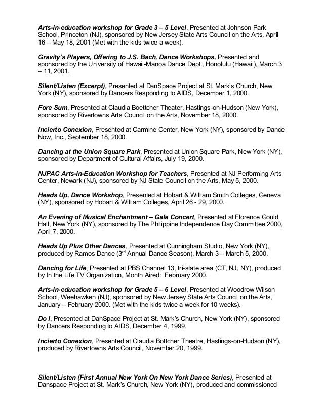 performing arts resumes