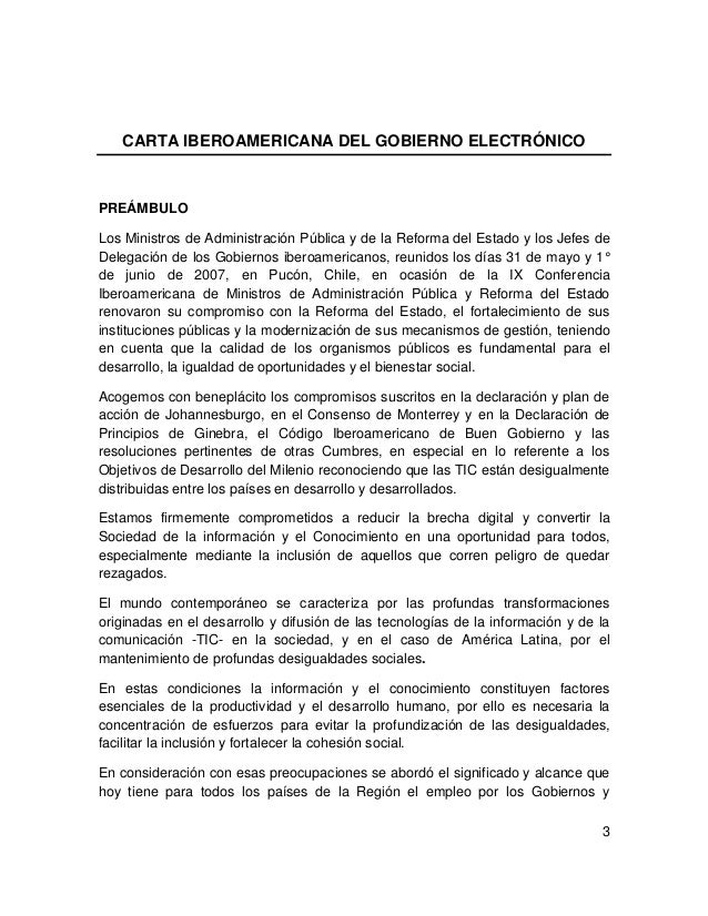 Carta iberoamericana de gobierno electrónico