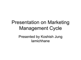 Presentation on Marketing
Management Cycle
Presented by Koshish Jung
lamichhane
 