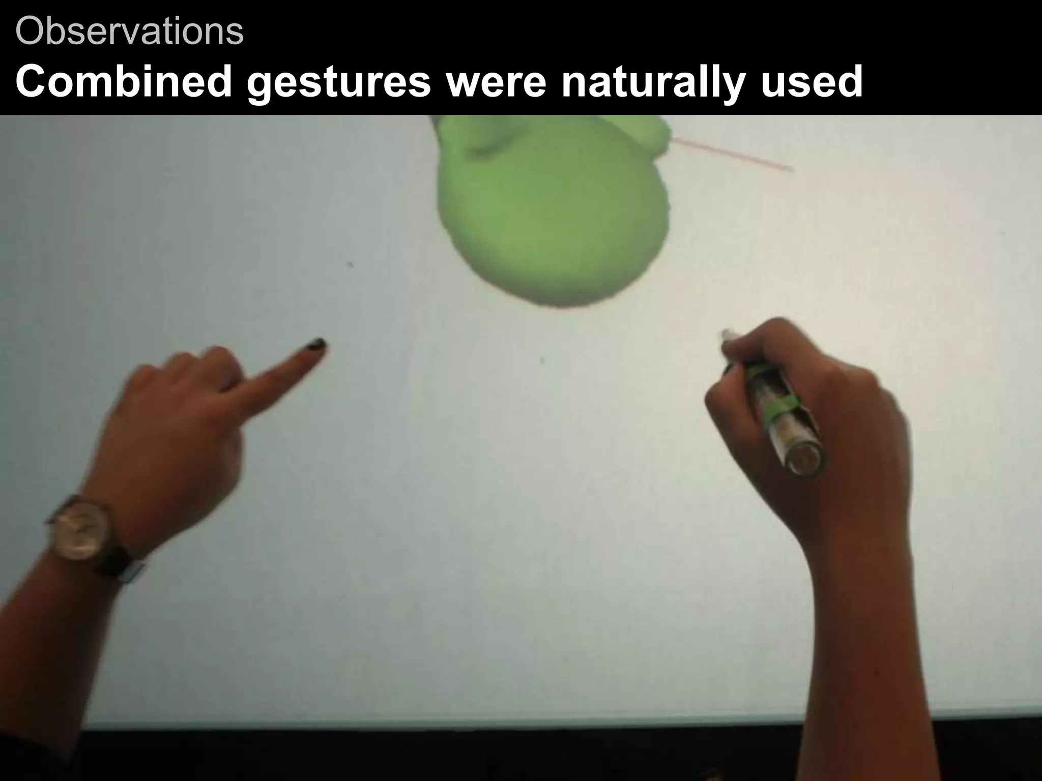 Observations
Combined gestures were naturally used
 