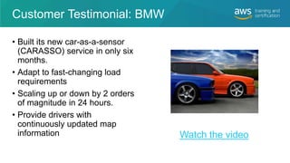 Watch the video
Customer Testimonial: BMW
• Built its new car-as-a-sensor
(CARASSO) service in only six
months.
• Adapt to...