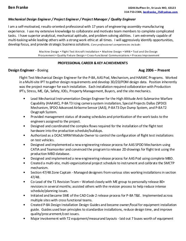 ben franke 10246 buffton dr st louis mo 63123 314 753 2304 - Boeing Mechanical Engineer Sample Resume ben franke 10246 buffton dr st louis mo 63123 314 753 2304 - Boeing Mechanical Engineer Sample Resume