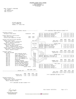 parkland transcript 2016 | PDF