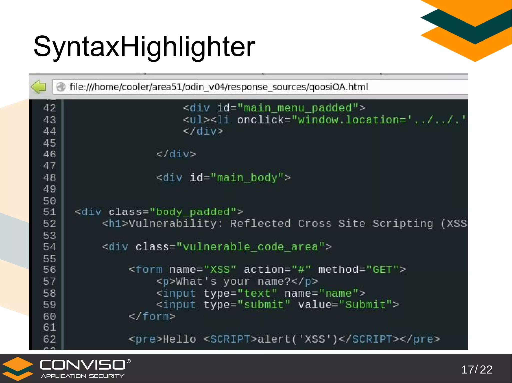 17/ 22
®
SyntaxHighlighter
 