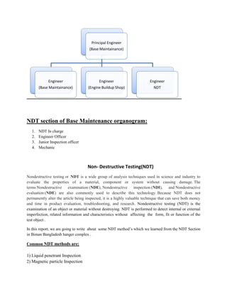 Bangladesh Biman Industrial Training Report on NDT | PDF