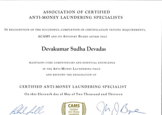 ACAMS Certificate PPT