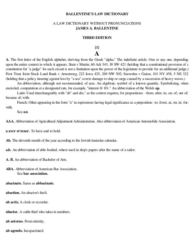 Ballentine S Law Dictionary