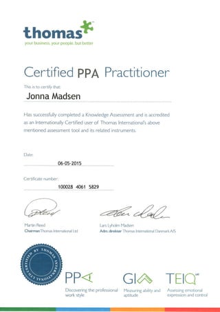PPA DISC Certifisering