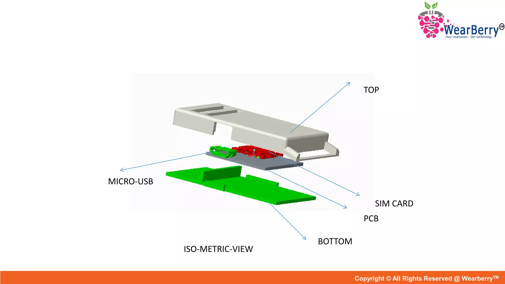 TOP
BOTTOM
MICRO-USB
PCB
SIM CARD
ISO-METRIC-VIEW
Copyright © All Rights Reserved @ WearberryTM
 