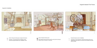 Huguenot weavers From France
Huguenots of Spitalfields
Interior of living and working space, Huguenot silk weavers
Huguenots – the persecuted French Protestant minority
Around 300 Huguenot families lived in Spitalfields in 1685
Interior of Huguenot weavers home
Many Huguenot weavers left France that the country went from being an
exporter of silk to an importer in a few years.
Female silk weavers at work in Spitalfields
The weavers, of many Huguenots, erected grand-looking houses, most
notably along Fournier Street, one of which is now occupied by the artists
Gilbert & George.
 