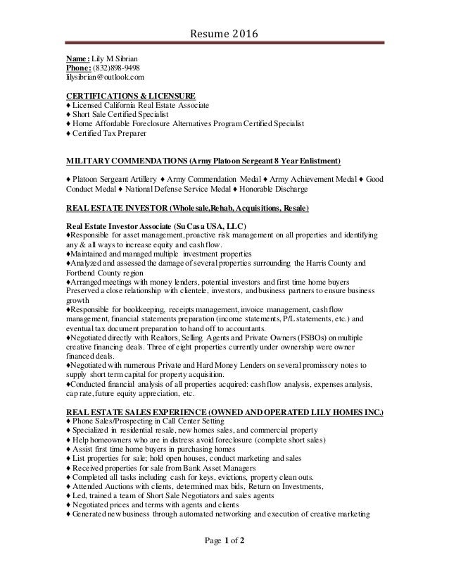 investor resume 2016