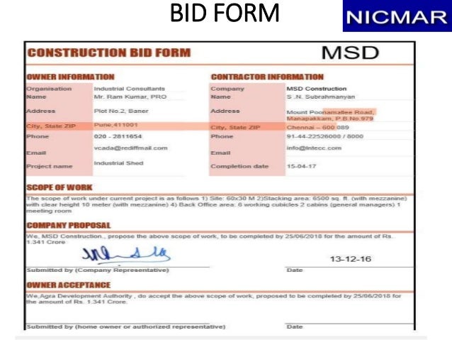 tendering bidding award of contract final draft