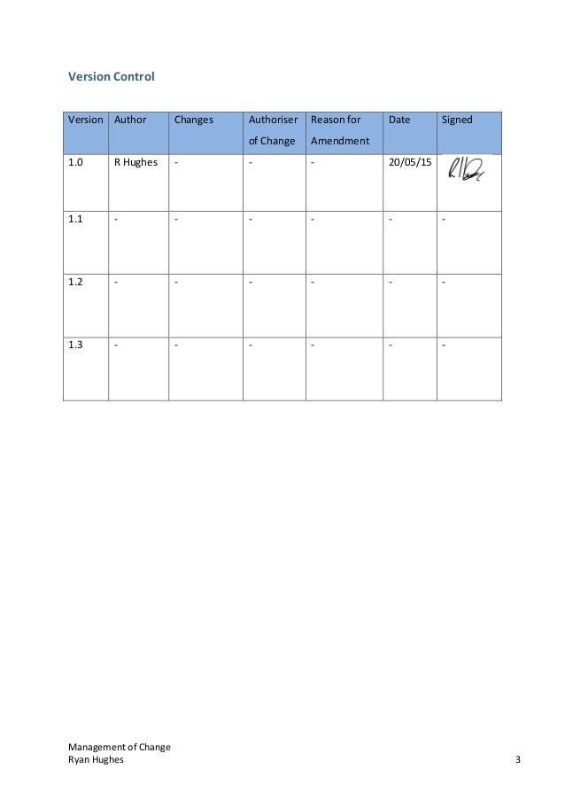 University Change Management Plan