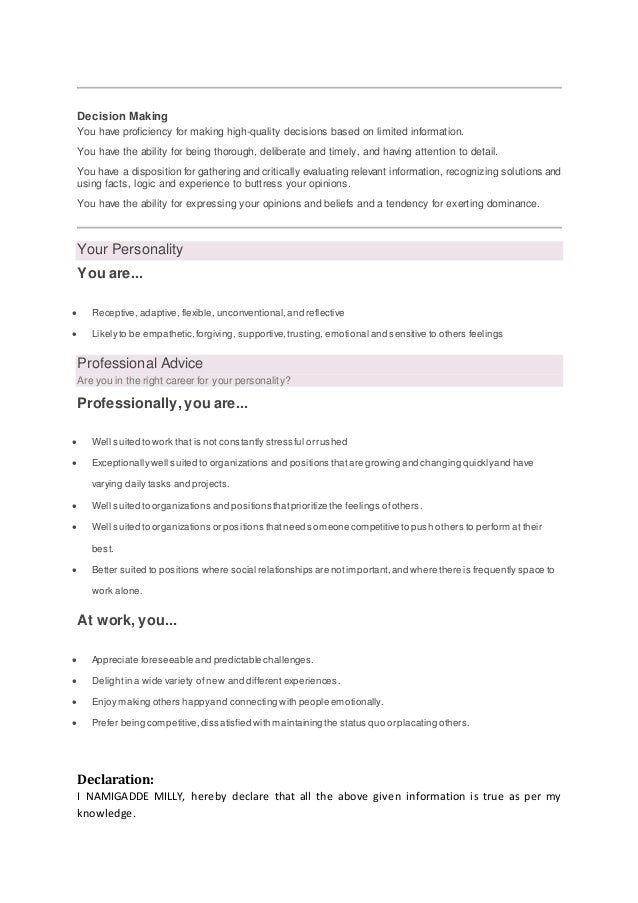 MILLY'S CV