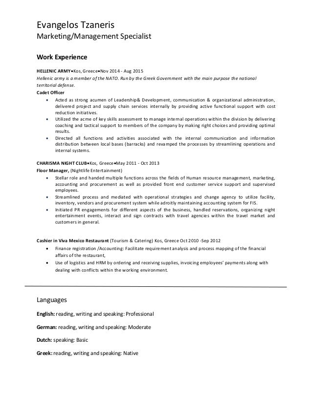 Cv in dutch example picture