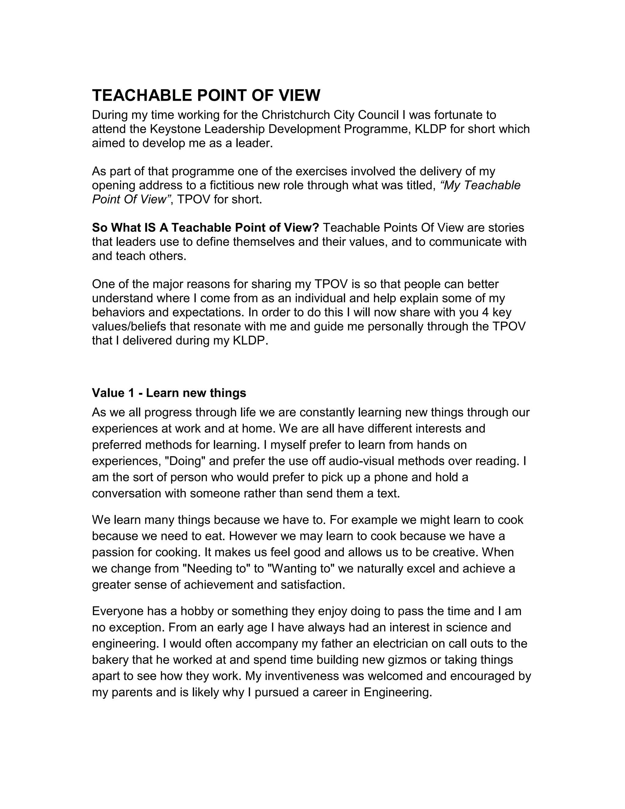 MARKS TEACHABLE POINT OF VIEW GENERAL | PDF