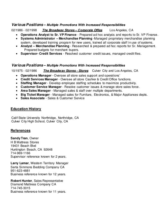 Resume with multiple promotions