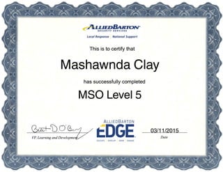 03/11/2015
MSO Level 5
Mashawnda Clay
 