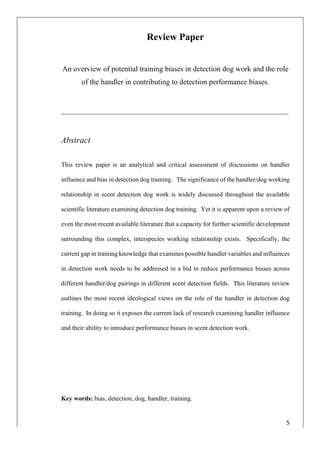 M.Sc. Detection Dog Handler Thesis. Fiona Jackson. | PDF