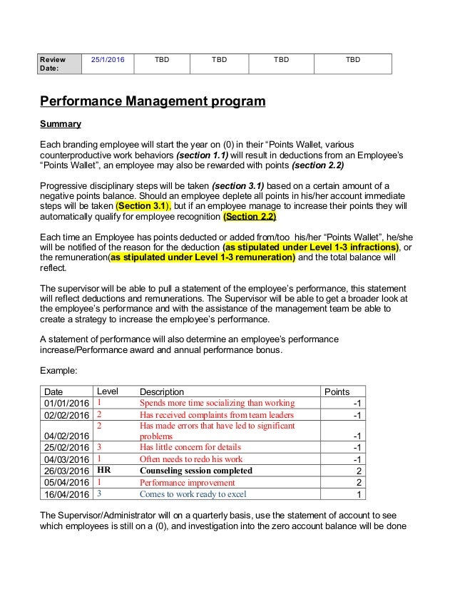 performance program template