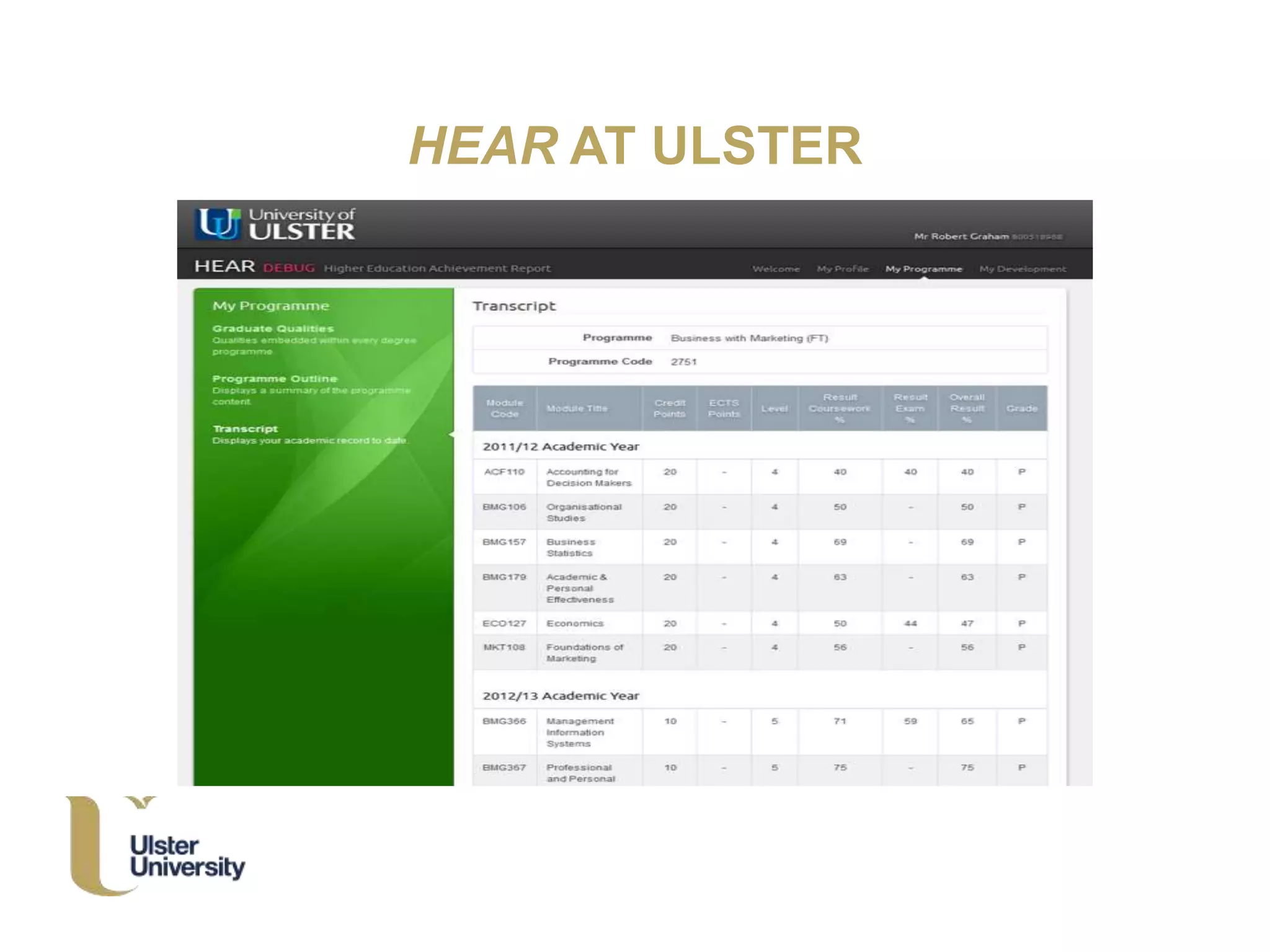 HEAR AT ULSTER
 