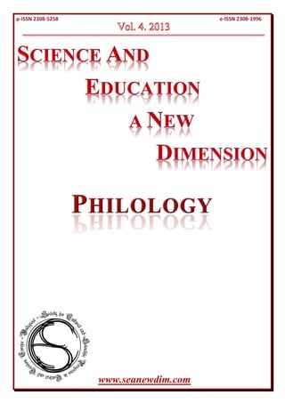 SCIENCE and EDUCATION a NEW DIMENSION PHILOLOGY Issue 4