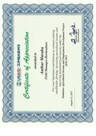 Certificate of Appreciation- USAID