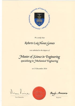 UCT Certificate MSc