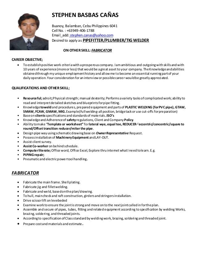 pipefitter cv