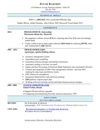 PROGRAMMER CV | PDF