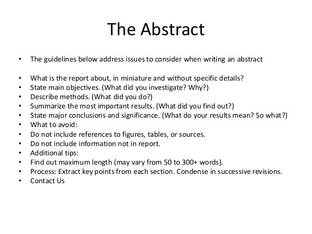 how to write an abstract of a research report
