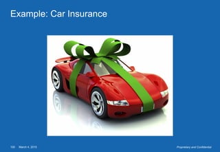 March 4, 2015100 Proprietary and Confidential
Example: Car Insurance
 