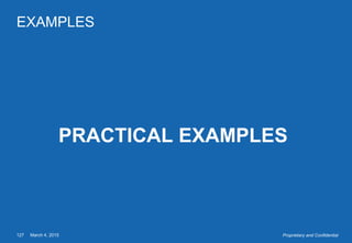 March 4, 2015127 Proprietary and Confidential
EXAMPLES
PRACTICAL EXAMPLES
 